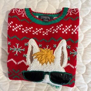 33 Degrees Ugly Christmas Sweater Llama Sunglasses Holiday Party Red‎ Small